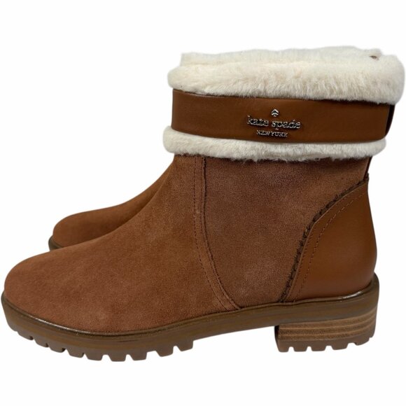 Kate Spade Bailee Winter Boots 8B Brown Warm Gingerbread Leather Suede KA166 - Picture 6 of 12